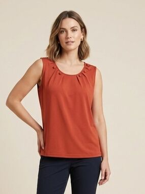 Daniel LAURENT Sleeveless Tank Top Rust Burnt Orange  Sz XL